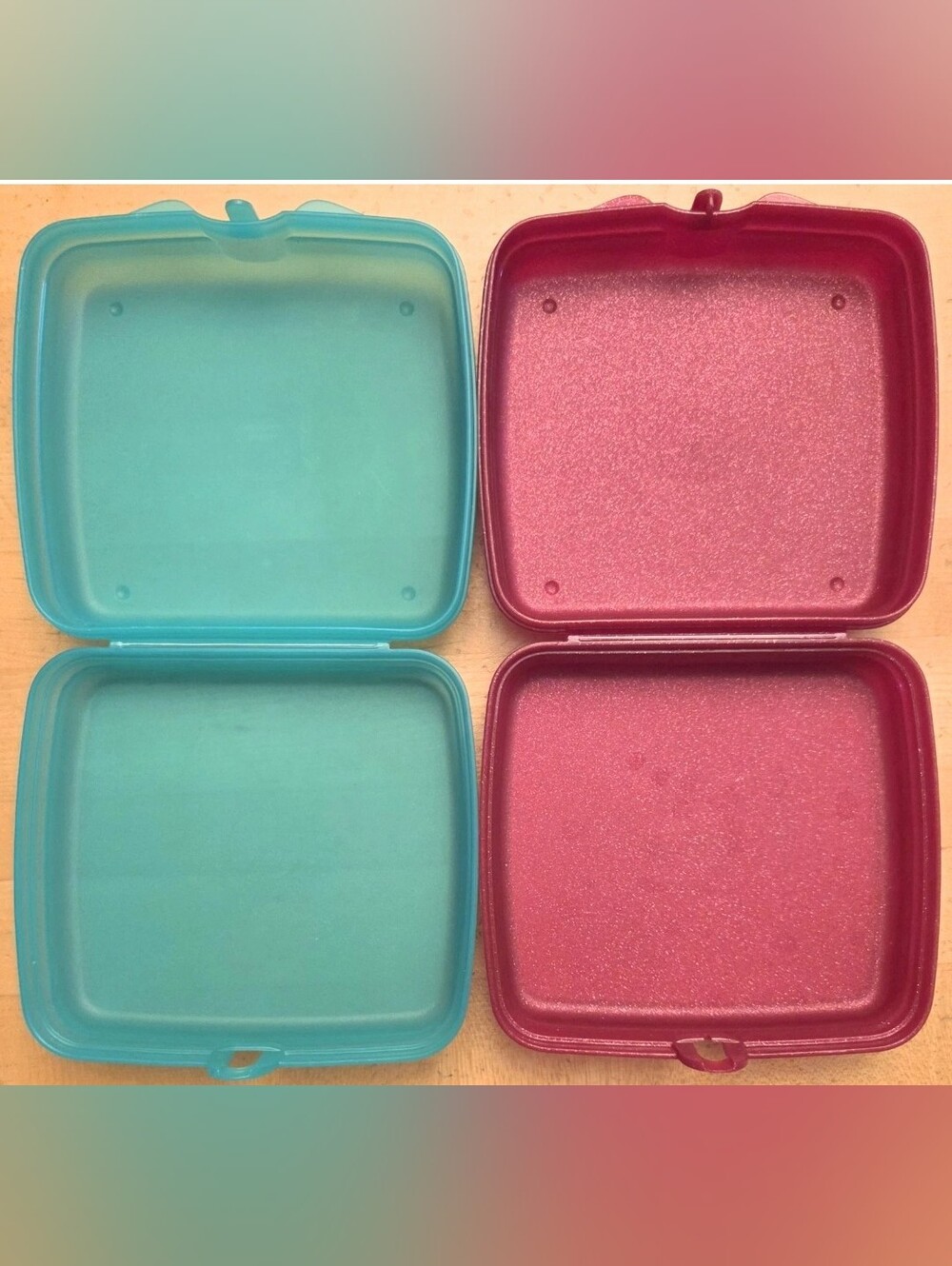 Tupperware NEW Sandwich Keeper Squareaway Square Storage 2 Containers Snow White